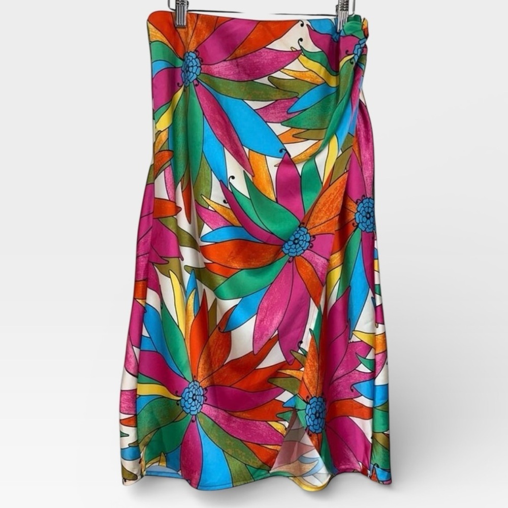 Rachel Zoe Floral Resort Wear Midi Skirt Multicolor Small